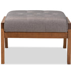 Baxton Studio Naeva Mid-Century Modern Grey Fabric Upholstered Walnut Finished Wood Footstool