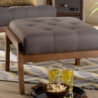 Baxton Studio Naeva Mid-Century Modern Grey Fabric Upholstered Walnut Finished Wood Footstool