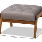 Baxton Studio Naeva Mid-Century Modern Grey Fabric Upholstered Walnut Finished Wood Footstool
