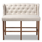 Baxton Studio Alira Modern and Contemporary Beige Fabric Upholstered Walnut Finished Wood Button Tufted Bar Stool Bench