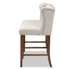 Baxton Studio Alira Modern and Contemporary Beige Fabric Upholstered Walnut Finished Wood Button Tufted Bar Stool Bench