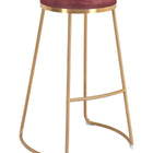 Zuo Bree Barstool (Set of 2) Burgundy & Gold