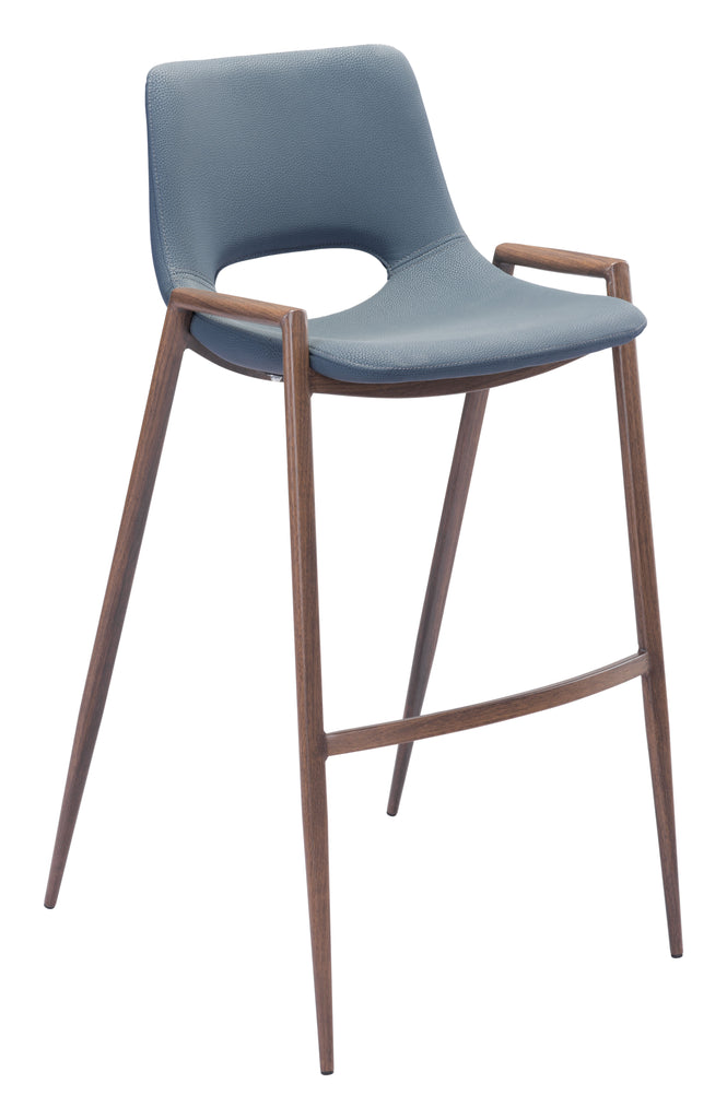 Zuo Desi Barstool (Set of 2) Azure Gray & Walnut