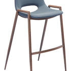 Zuo Desi Barstool (Set of 2) Azure Gray & Walnut