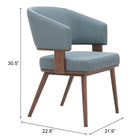 Zuo Poise Dining Chair Azure Gray & Walnut