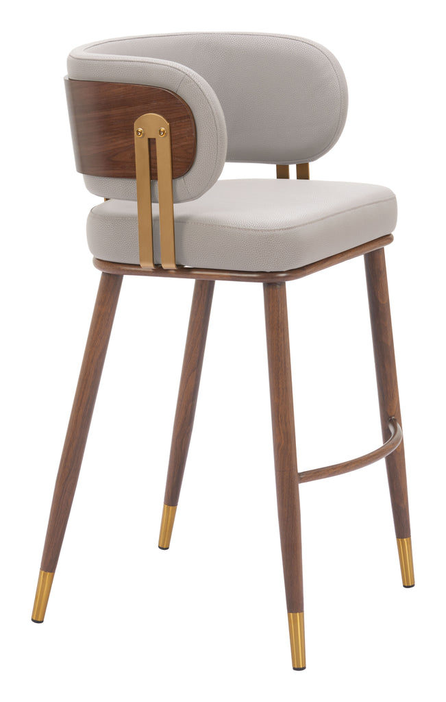 Zuo Brew Barstool Beige & Walnut