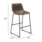Zuo Smart Barstool (Set of 2) Vintage Espresso