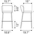 Zuo Linz Barstool (Set of 2) Gray