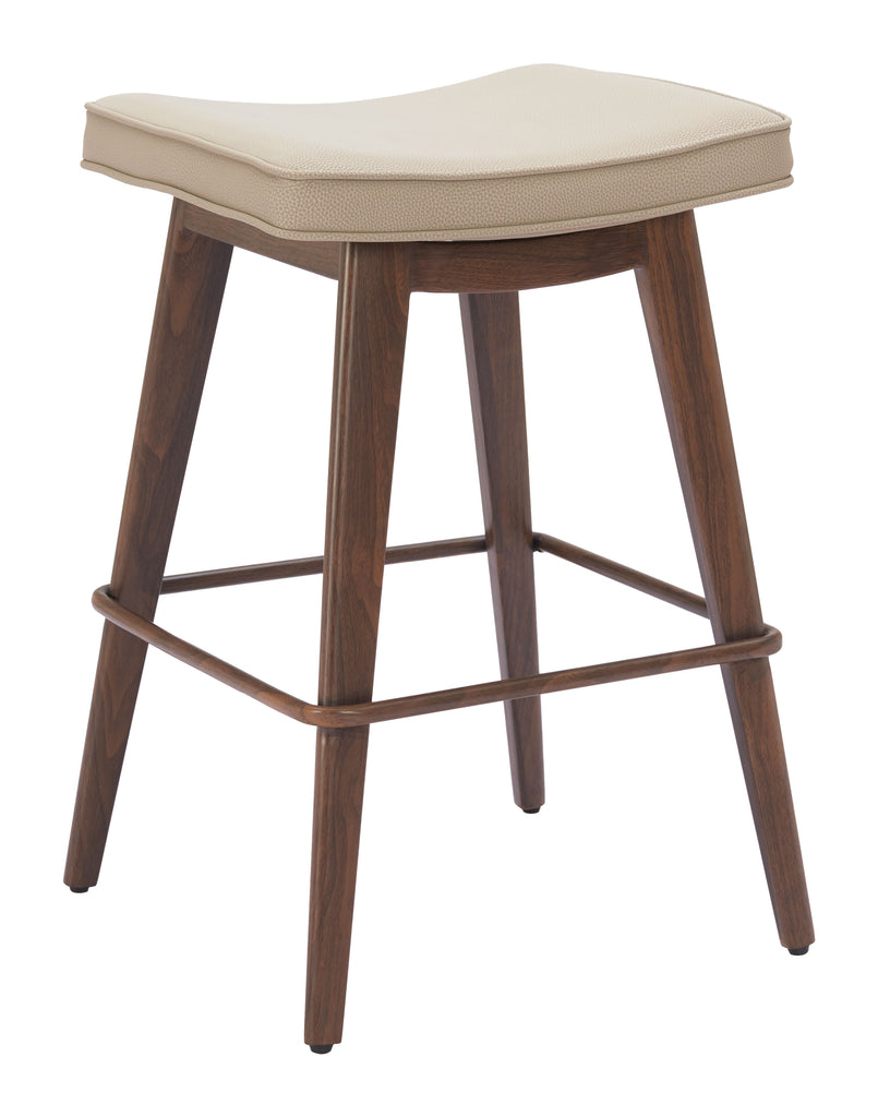Zuo Divat Counter Stool (Set of 2) Beige & Walnut