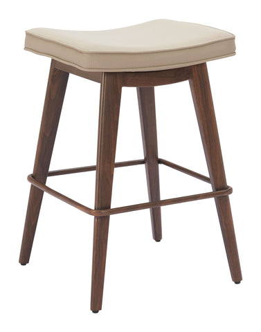 Zuo Divat Counter Stool (Set of 2) Beige & Walnut
