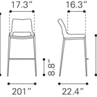 Zuo Ace Counter Stool (Set of 2) Black & Silver