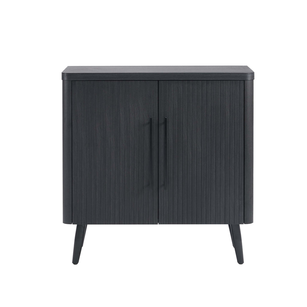 Manhattan Comfort Jodie Mid-Century Modern 31" Fluted Accent Cabinet in Charcoal Gray