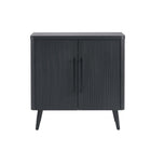 Manhattan Comfort Jodie Mid-Century Modern 31" Fluted Accent Cabinet in Charcoal Gray