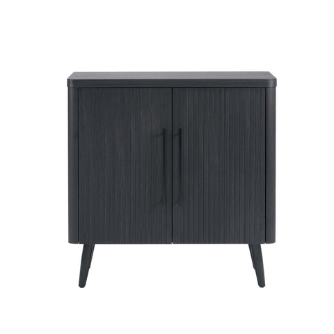 Manhattan Comfort Jodie Mid-Century Modern 31" Fluted Accent Cabinet in Charcoal Gray