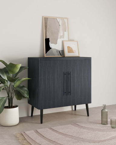 Manhattan Comfort Jodie Mid-Century Modern 31" Fluted Accent Cabinet in Charcoal Gray
