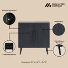Manhattan Comfort Jodie Mid-Century Modern 31" Fluted Accent Cabinet in Charcoal Gray