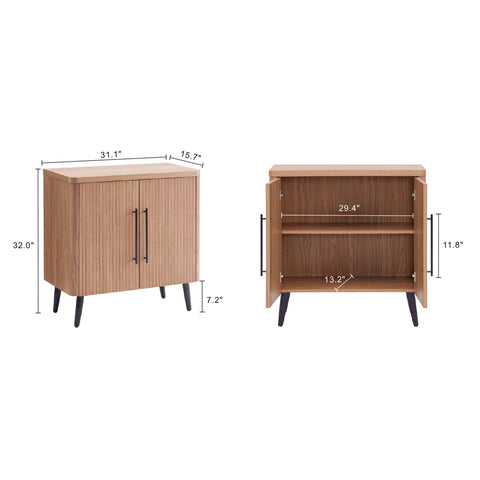 Manhattan Comfort Jodie Mid-Century Modern 31" Fluted Accent Cabinet in Maple