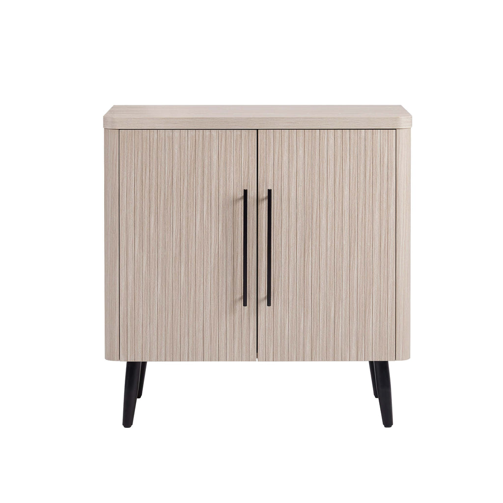Manhattan Comfort Jodie Mid-Century Modern 31" Fluted Accent Cabinet in Whitewashed Oak