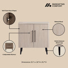 Manhattan Comfort Jodie Mid-Century Modern 31" Fluted Accent Cabinet in Whitewashed Oak