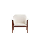 Manhattan Comfort Miller Mid-Century Modern Linen Weave Accent Armchair in Cream