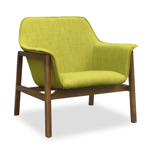 Manhattan Comfort Miller Mid-Century Modern Linen Weave Accent Armchair in Green