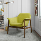 Manhattan Comfort Miller Mid-Century Modern Linen Weave Accent Armchair in Green