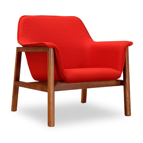 Manhattan Comfort Miller Mid-Century Modern Linen Weave Accent Armchair in Burnt Orange