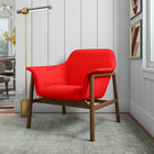 Manhattan Comfort Miller Mid-Century Modern Linen Weave Accent Armchair in Burnt Orange
