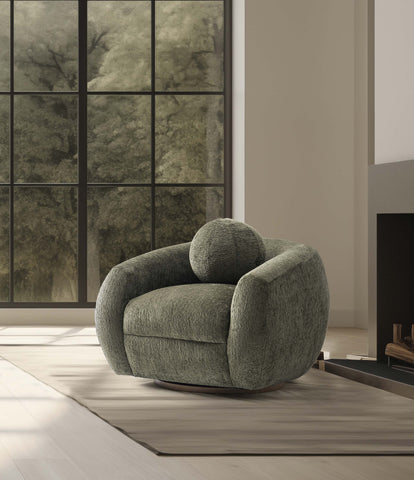 Manhattan Comfort Tribeca Mid-Century Modern Chenille Lounge Chair in Olive Green
