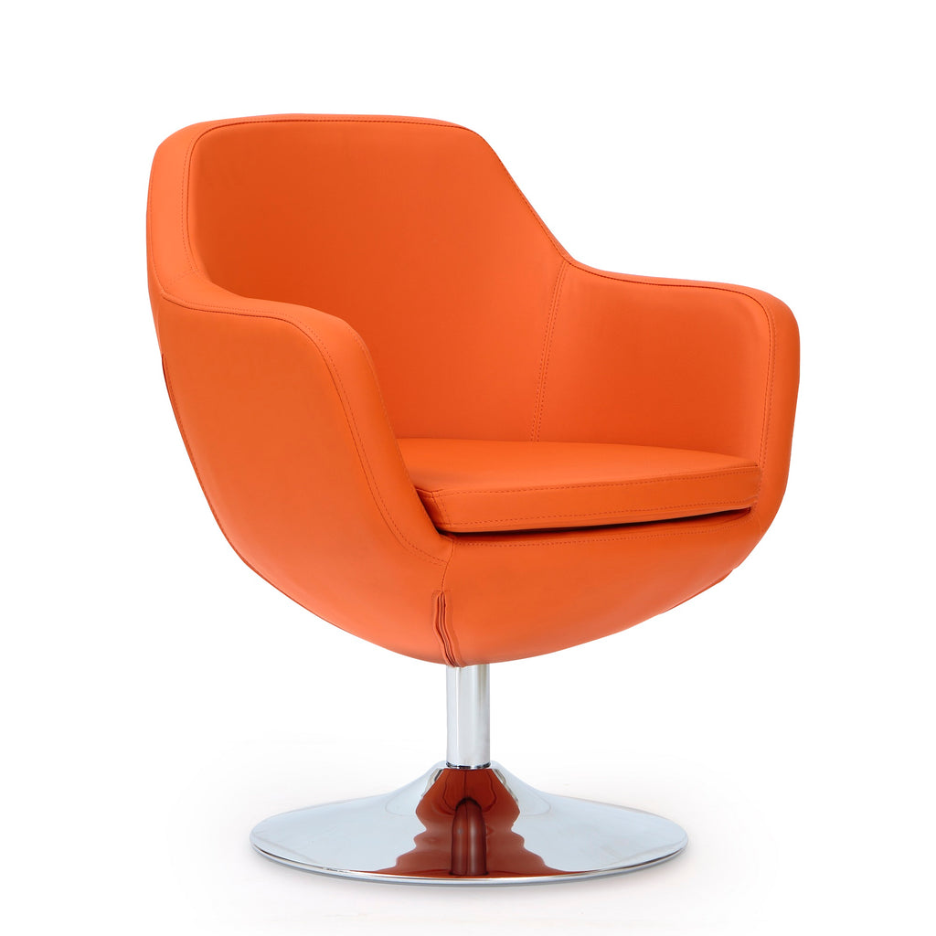 Manhattan Comfort Caisson Modern Upholstered Swivel Lounge Chair in Orange