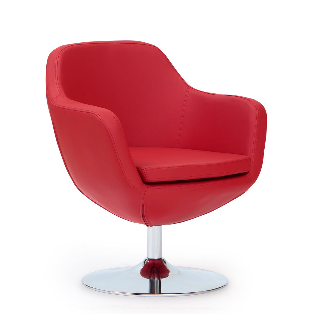 Manhattan Comfort Caisson Modern Upholstered Swivel Lounge Chair in Red