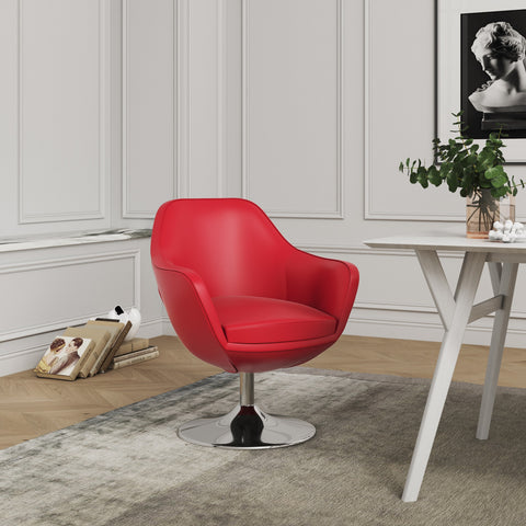 Manhattan Comfort Caisson Modern Upholstered Swivel Lounge Chair in Red