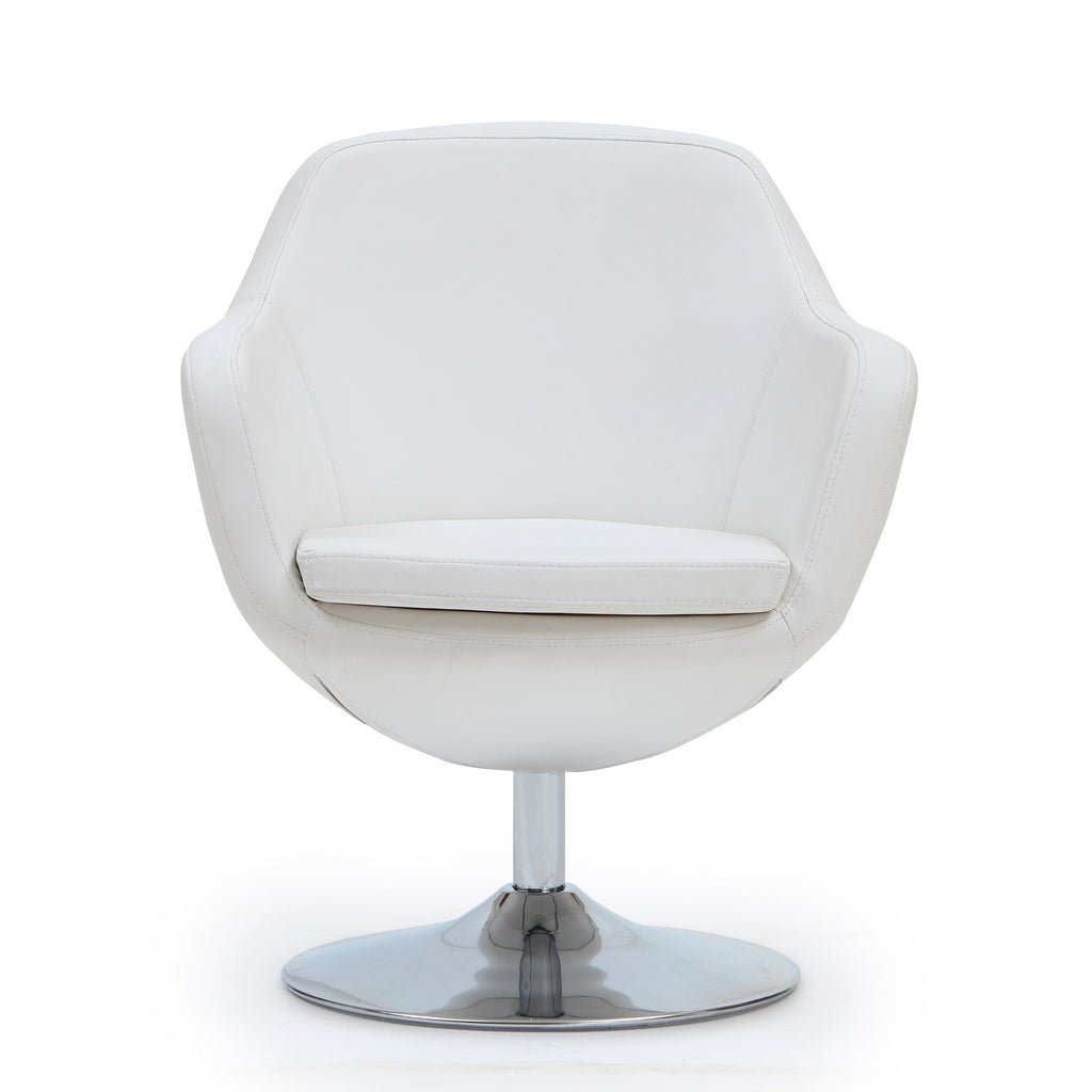 Manhattan Comfort Caisson Modern Upholstered Swivel Lounge Chair in White