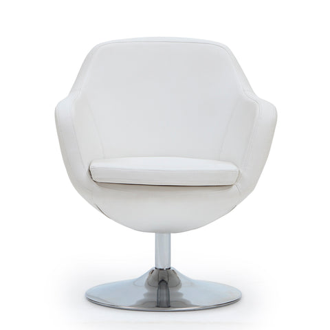 Manhattan Comfort Caisson Modern Upholstered Swivel Lounge Chair in White