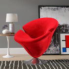 Manhattan Comfort Tulip Modern Velvet Swivel Lounge Chair in Red