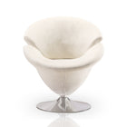 Manhattan Comfort Tulip Modern Velvet Swivel Lounge Chair in White