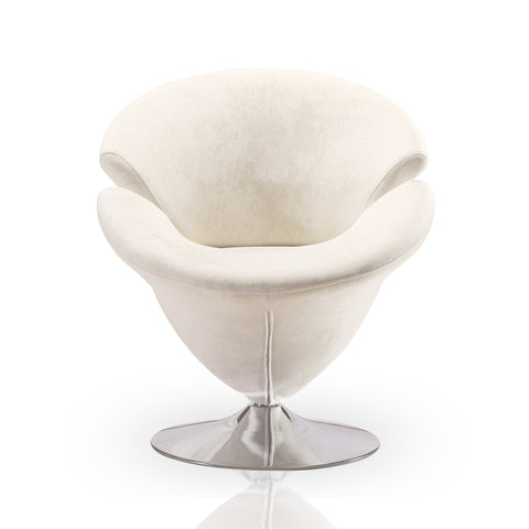 Manhattan Comfort Tulip Modern Velvet Swivel Lounge Chair in White