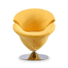 Manhattan Comfort Tulip Modern Velvet Swivel Lounge Chair in Yellow