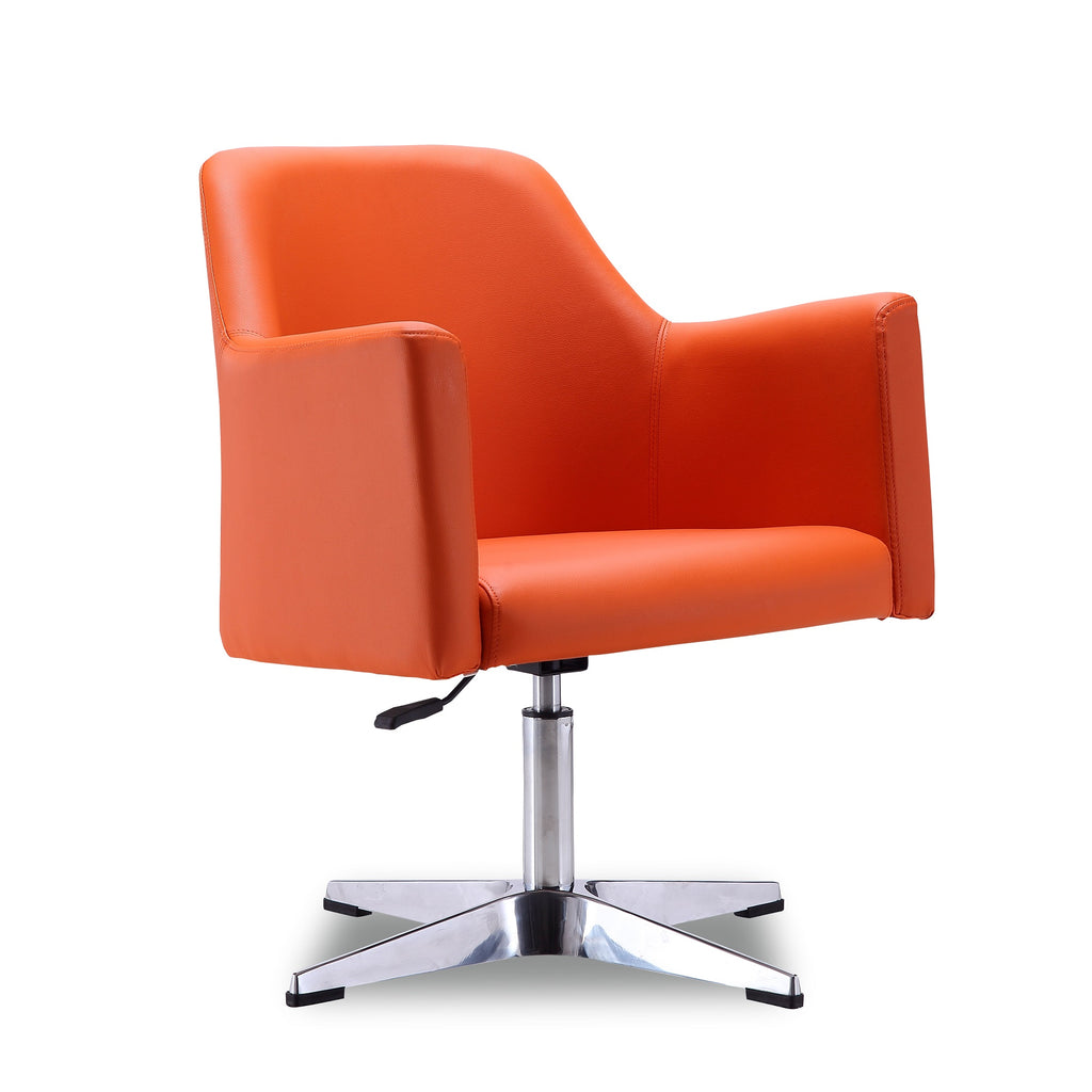 Manhattan Comfort Pelo Modern Vegan Leather Swivel Lounge Chair in Orange