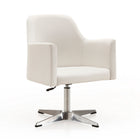 Manhattan Comfort Pelo Modern Vegan Leather Swivel Lounge Chair in White