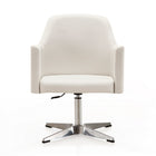 Manhattan Comfort Pelo Modern Vegan Leather Swivel Lounge Chair in White