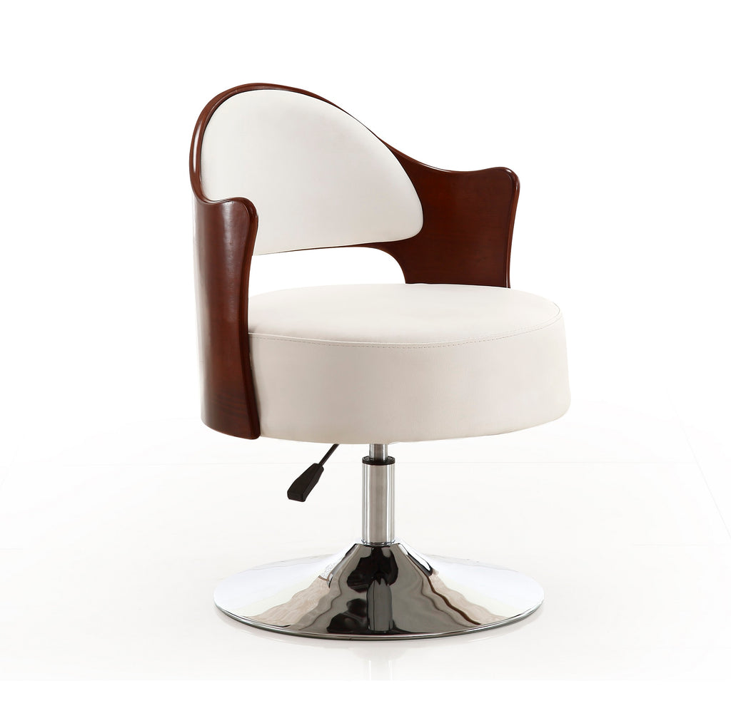 Manhattan Comfort Bopper Modern Vegan Leather Swivel Lounge Chair in White