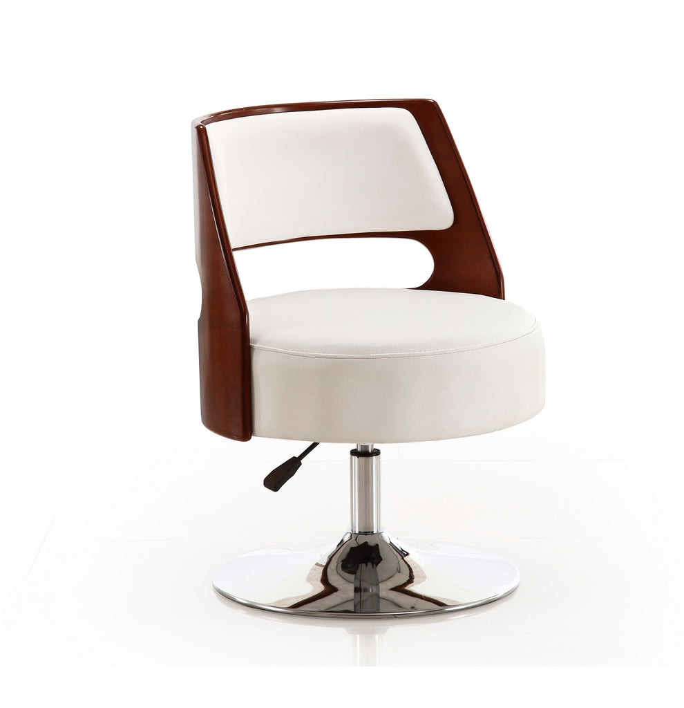 Manhattan Comfort Salon Modern Vegan Leather Swivel Lounge Chair in White