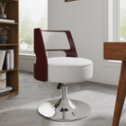 Manhattan Comfort Salon Modern Vegan Leather Swivel Lounge Chair in White