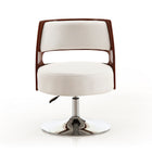 Manhattan Comfort Salon Modern Vegan Leather Swivel Lounge Chair in White