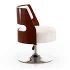 Manhattan Comfort Salon Modern Vegan Leather Swivel Lounge Chair in White