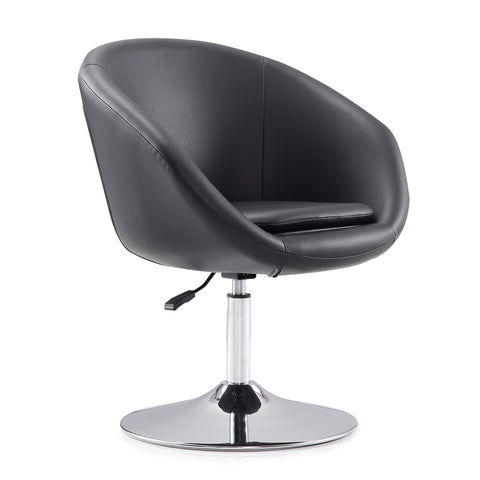 Manhattan Comfort Hopper Modern Upholstered Swivel Lounge Chair in Black