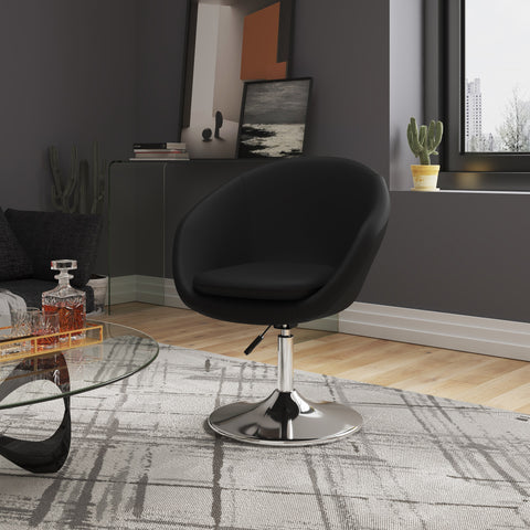 Manhattan Comfort Hopper Modern Upholstered Swivel Lounge Chair in Black