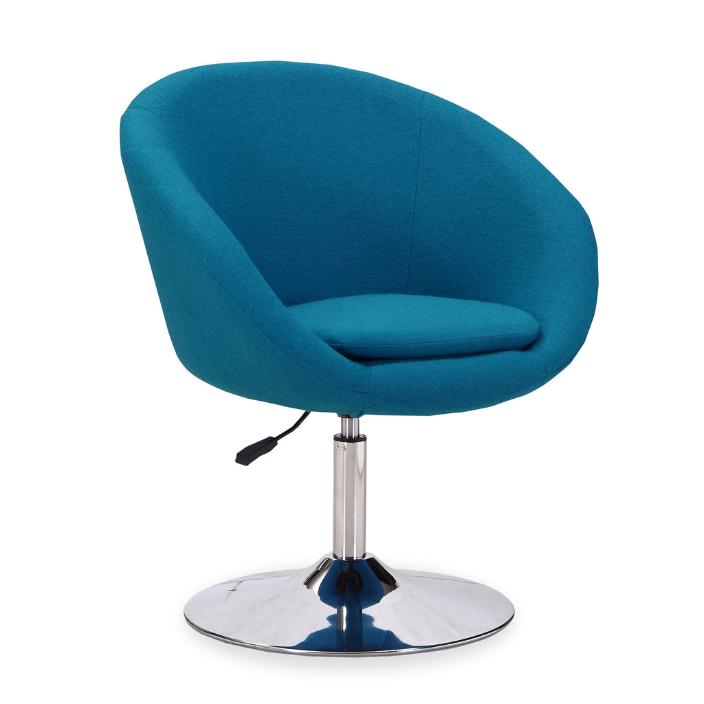 Manhattan Comfort Hopper Modern Upholstered Swivel Lounge Chair in Blue