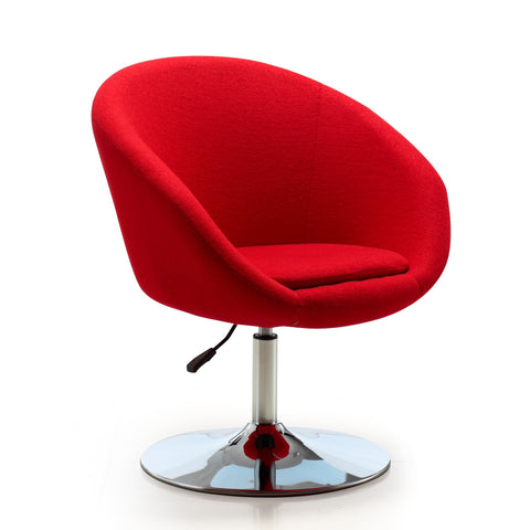 Manhattan Comfort Hopper Modern Upholstered Swivel Lounge Chair in Red